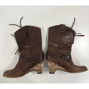 Seychelles Women's Cowboy Boots Brown Leather "Man Hunt" Size 8‎ Used